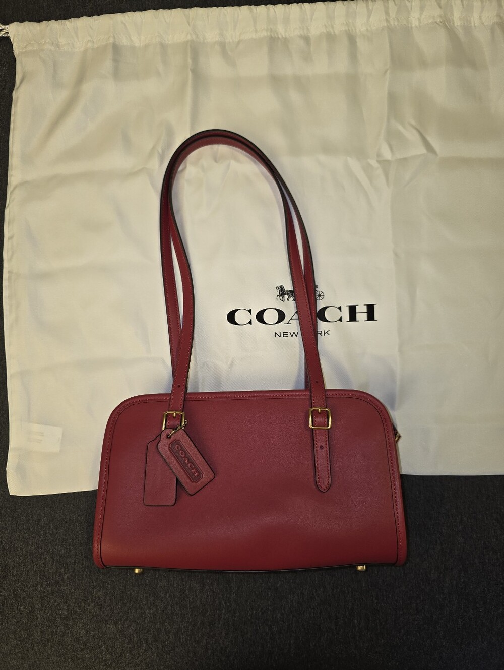 Coach Swing Zip Shoulder Bag Brass/Ruby